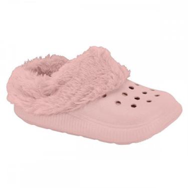Imagem de Sandalia Molekinha 2591212 Babucha Forrada Lã Pelo Infantil, Rosa, 27