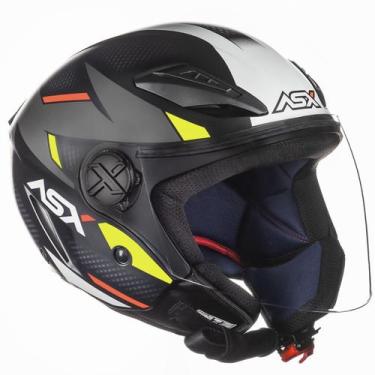 Imagem de Capacete Aberto Asx City Air Square Preto Fosco Amarelo , 58/M (57-58)