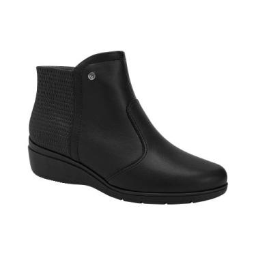 Imagem de Bota Feminino Piccadilly Cano Curto Anabela Médio Ref 117119, 39, Pret