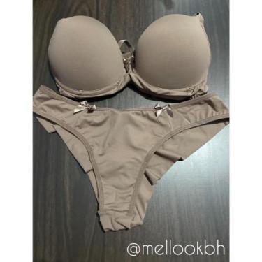 Imagem de Conjunto Lingerie Plus Size- Microfibra  - tamanho GG- bege - Mellookb
