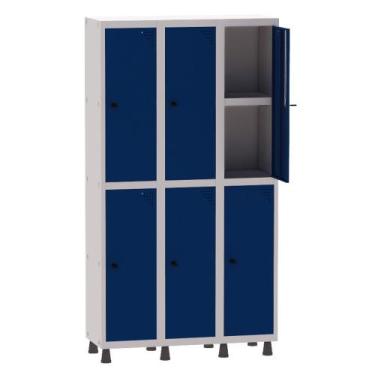 Imagem de Armário Guarda Volume Locker Roupeiro 3 Vãos 06 Portas Com Prateleira 