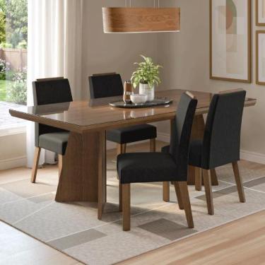 Imagem de Conjunto Sala de Jantar Tampo de Vidro 4 Cadeiras Rustic/Oxford Todi M