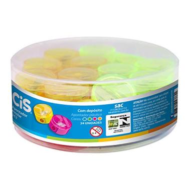 Imagem de Apontador Escolar 363 c/Deposito e Tampa Redondo, CIS, 30.7200, Pote c/ 24 unidades sortidas