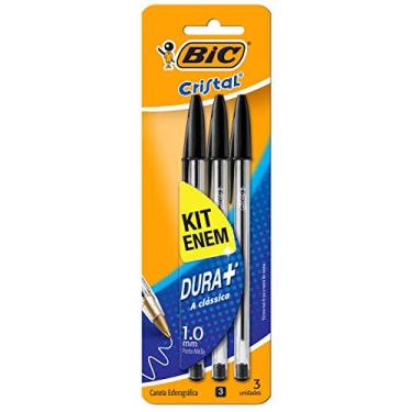 Imagem de BIC 930095 Kit Enem - Caneta Esferográfica Cristal Dura Mais, A Clássica, com 3 Canetas Pretas, Ideal para o Enem