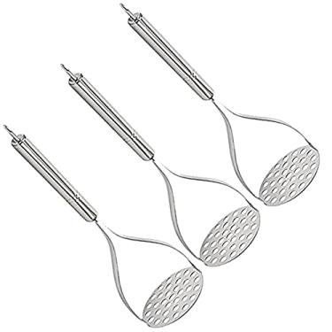 Imagem de 3 Amassador Espremedor De Batatas Purê Inox Cabo Reforçado