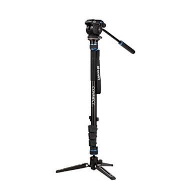 Imagem de Benro Conecte o monopé de vídeo com cabeça de vídeo fluido de base plana S2 PRO, suporte de cabeça para base de 3 pernas, máximo de 2,5 kg, base dobrável de 3 pernas com trava de bola, trava de flip,