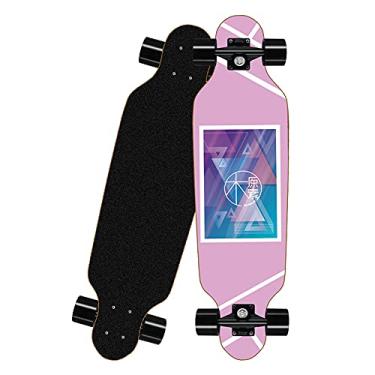 Imagem de TangDao Mini skate Longboard 80 cm Cruiser 8 camadas de madeira de bordo com rolamento ABEC-7 para crianças adultos e iniciantes (rosa, roda de rua preta)