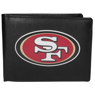 Imagem de Carteira dobrável unissex NFL San Francisco 49ers Siskiyou SportsLeather com logotipo grande, preta, tamanho único