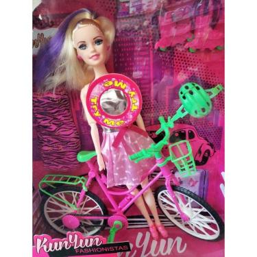 Imagem de Boneca Fashionista Girl Tipo Barbie Com Bicicleta