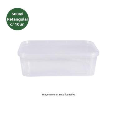 Imagem de Pote Retangular com Lacre 500ml c/10un - Transparente