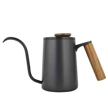 Imagem de chaleira de bico de pescoço de ganso com alça de aço inoxidável fashion,Panela de café, cafeteira, para cozinha doméstica (600 ml)(Black)