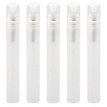 Imagem de Pacote com 5 frascos de perfume vazios de plástico fosco, recarregáveis, para viagens e presentes, mini caneta portátil