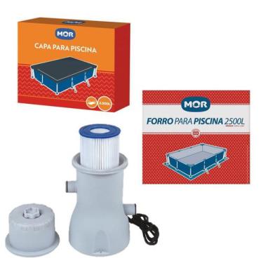 Imagem de Kit Filtro 3.600 L/H + Capa + Forro Para Piscina Premium 2500 Litros -