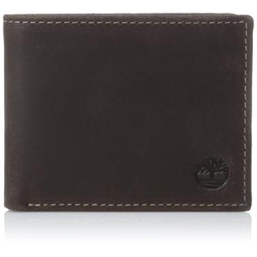 Imagem de Timberland Carteira masculina de couro com bolso dobrável anexado, Marrom, tamanho nico