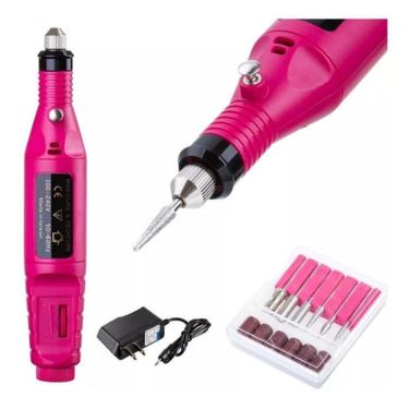 Imagem de Lixadeira Lixa Motor Unha Elétrica Profissional Bivolt Rosa