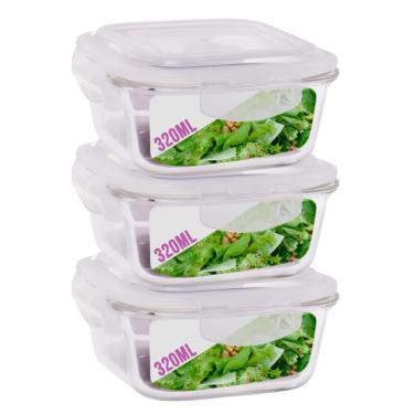Imagem de Pote Pequeno Para Mantimento 320ml Vidro Tampa Não Vaza 3Un