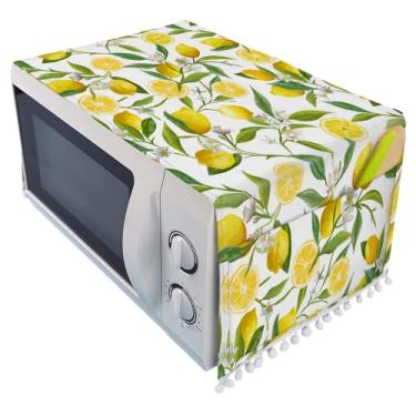 Imagem de Capa para forno de micro-ondas, capa de linho à prova de poeira, protetor de máquina decorativo com bolsos laterais de armazenamento 30 x 90 cm Limão