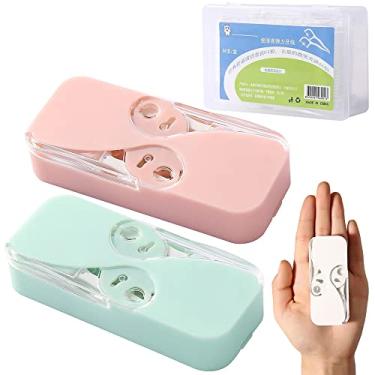 Imagem de Portable Floss Dispenser, 2/4Pcs Floss Box Dispenser, Dental Floss Portable Case Dental Floss Dispenser (Pink+Green)