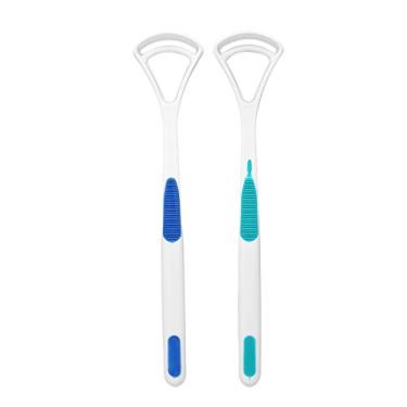 Imagem de Qudai 2 Pcs Trie Scraper Oral Tongue Cleaner Boca Língua Escova de limpeza Fresh Breath Maker Oral Higiene Care Brush BD