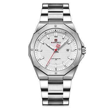 Imagem de Relógio de pulso masculino analógico de quartzo à prova d'água com relógio esportivo casual para negócios com data e calendário, Prata