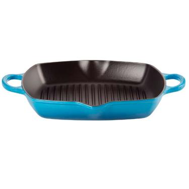 Imagem de Grelha Quadrada Funda Signature 30 cm Azul Marseille Le Creuset