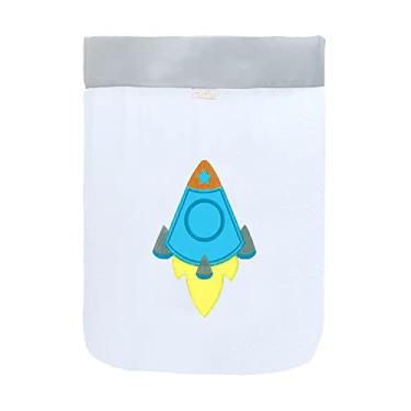 Imagem de Giz de Cor Confecções Cesto Organizador P/Brinquedos Foguete Cru/Cinza