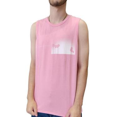 Imagem de Camiseta Regata Hering Masculina Rosa Estampa Branca 4Addkmen