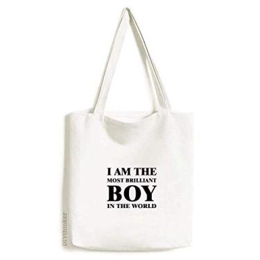 Imagem de I AmThe Brilliant Boy Art Deco Gift Fashion Tote Canvas Bag Bolsa de compras casual