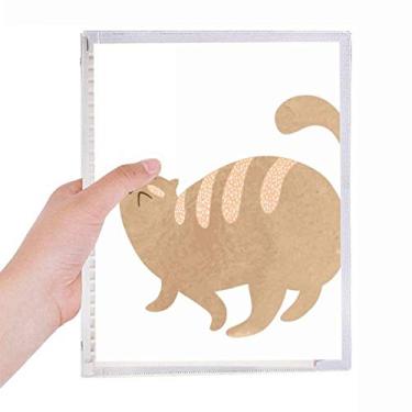 Imagem de Caderno de aquarela marrom com gato gordo de folhas soltas diário recarregável