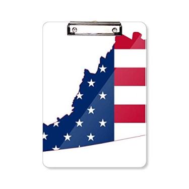 Imagem de Virginia USA Mapa Estrelas Listras Bandeira Forma Prancheta Pasta Bloco de Escrita Placa de Apoio A4