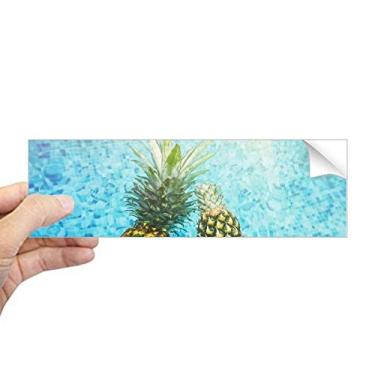 Imagem de DIYthinker Adesivo de para-choque retangular de água azul com imagem de frutas vermelhas de abacaxi, decalque de janela