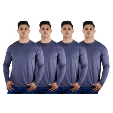 Imagem de Kit 4 Camisetas Masculinas Segunda Pele Térmica 50 UV Dry Cor:Cinza Grafite;Tamanho:G