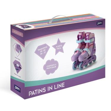 Imagem de Patins in line ajustavel rosa 4 rodas 30/33 zippy