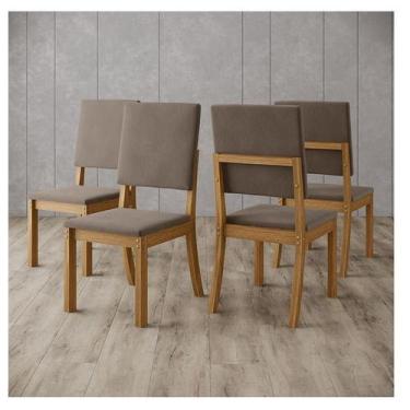 Imagem de Cadeira Para Mesa De Jantar Ambiente Milla Kit 4 Peças Nature Marrom A