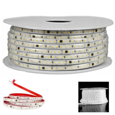 Imagem de Fita LED SMD 6500K 127V 100 Metros Plug Conector Fita Dupla Face Perfil Sanca Gesso Quarto Sala Comercial Residencial