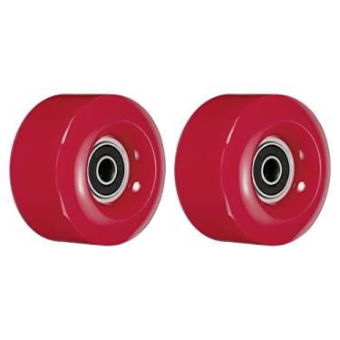 Imagem de PATIKIL Rodas de skate de 32 x 58 mm com rolamentos, pacote com 2 82A Quad Skate de substituição para skate de duas fileiras internas ou externas, vermelho