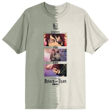 Imagem de Attack On Titan Final Season Dedicate Your Heart Camiseta de manga curta verde e branca dividida adulto, Multicolorido., M