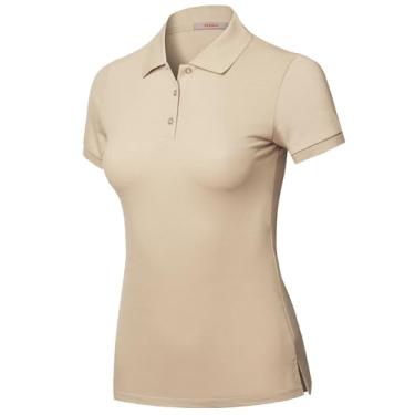 Imagem de STARJJ Camisa polo feminina slim fit golfe manga curta respirável piquê, Jts009_cáqui, M