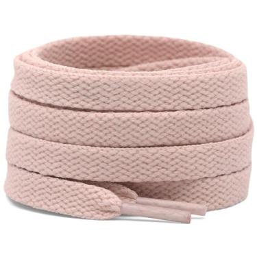 Imagem de DELELE 2 pares de cadarços planos de 1,5 cm de largura para tênis de corrida atlética, cordas de bota, 25 rosa cereja, 57 inch (145CM)