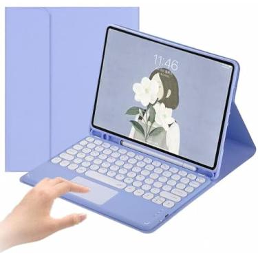 Imagem de PboyiqiS Capa com teclado para Galaxy Tab S10 Plus/S9Plus/S9FE Plus/S8 Plus/S7Plus/S7FE, Trackpad, teclado destacável, suporte fino, capa fólio com suporte para caneta S, roxo