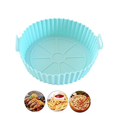 Imagem de Panela de silicone Air Fryer, forros de silicone antiaderentes de 17,3 cm, cesta de silicone de substituição reutilizável, acessórios de forno de fritadeira a ar redonda, resistente ao calor