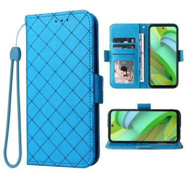 Imagem de Furiet Compatível com Motorola Moto G Power 5G 2023 capa carteira alça de pulso couro flip porta-cartão suporte acessórios celular capa fólio celular para GPower G5 feminino azul