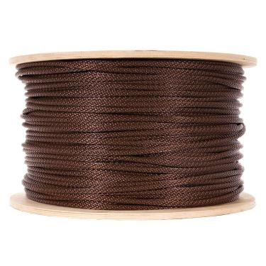 Imagem de West Coast Paracord Cabo de fio galvanizado trançado de nylon – Corda de mastro de bandeira reforçada – (marrom, 1/4 polegada - 500 pés)