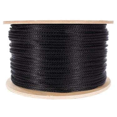 Imagem de West Coast Paracord Cabo de fio galvanizado trançado de nylon – Corda de mastro de bandeira reforçada – (preto, 1/4 polegada - 300 pés)