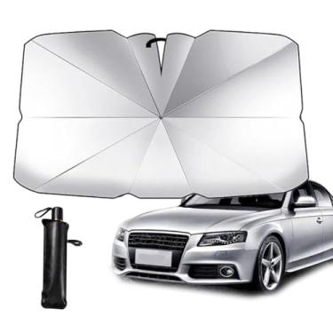 Imagem de Guarda-sol SUV e carro, protetor solar de para-brisa de carro, guarda-chuva de janela frontal de carro, raios UV e calor protetor de viseira de sol refletor dobrável guarda-chuva brella Shield (porta