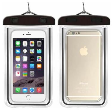 Imagem de Generic Bolsas de telefone à prova d'água, ajuste universal, transparente, pacote com 2 (preto)