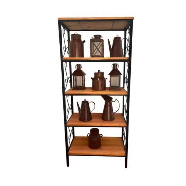 Imagem de Prateleira Estante em Ferro e Madeira Grande Para a Casa - Minas Artes