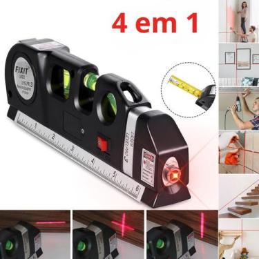 Imagem de Nivel Com Laser E Trena Nivelador Régua Com Fita Métrica - Nivel Laser