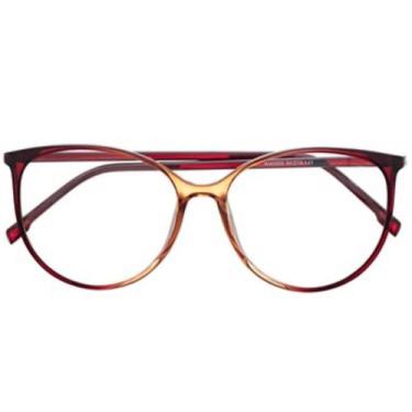 Imagem de Armação Óculos De Grau Feminina Redondo Med Marrom Brilhoso - Palas Ey