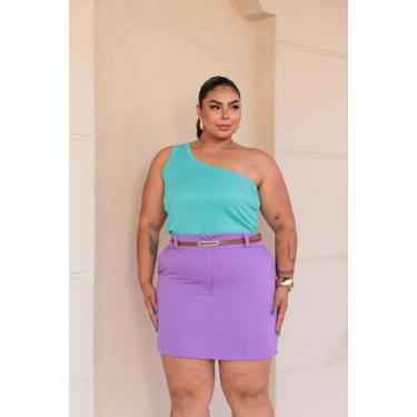 Imagem de Blusa Mula Manca Um Ombro Só Moda Plus Size Feminina Tamanho Grande 46